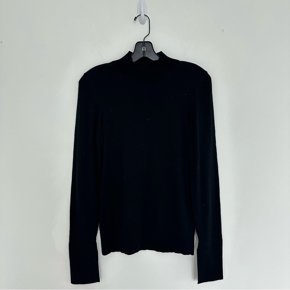 Reiss Black Slit-sleeve Merino Wool Sweater